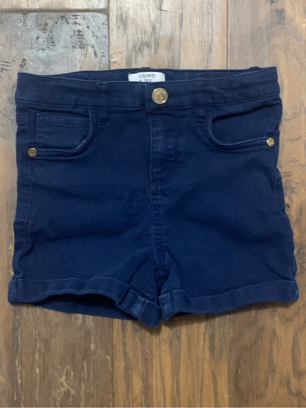 crown & ivy Kids Navy Blue Stretch 5 Pocket Roll Cuff Shorts